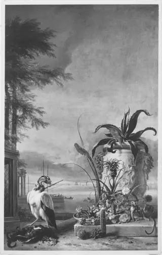 Exotic animals and plants at a lake, by Jan Weenix, 1714