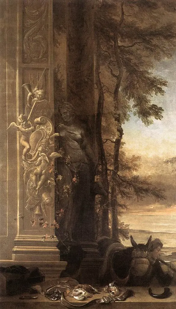 Game Still-Life with Statue of Diana, by Jan Weenix