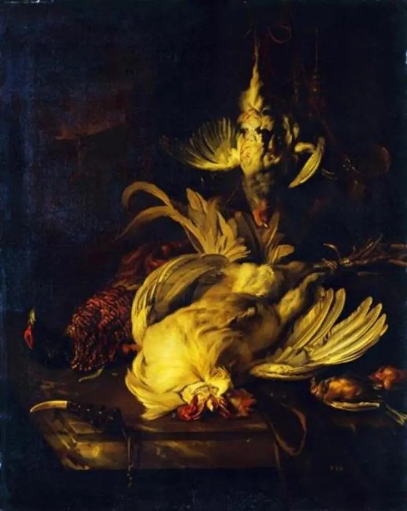 Still-life with a white cock, by Jan Weenix