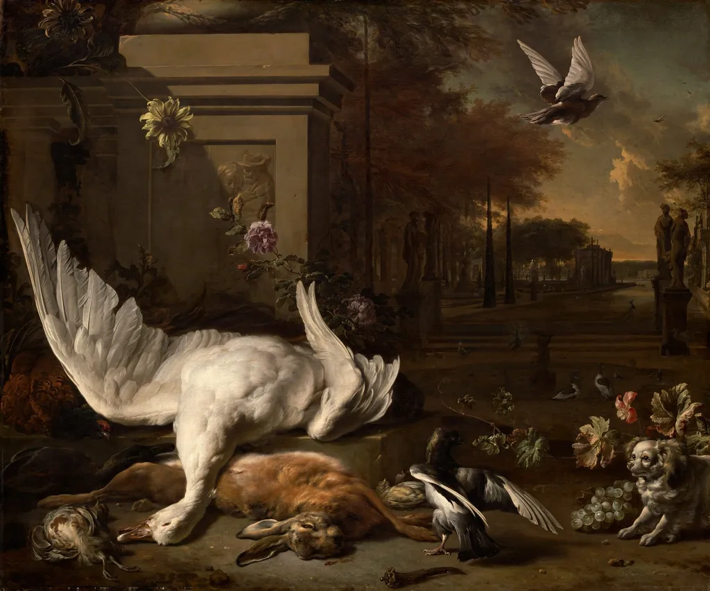 Still Life with Goose and Game before a Country Estate