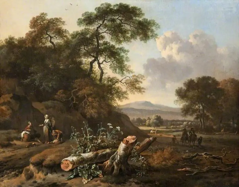 Landscape with a Fallen Tree, Peasants and Huntsmen, by Jan Wijnants