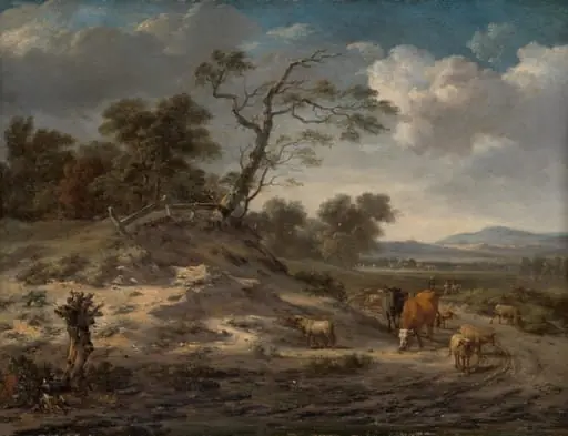 Landscape with Cattle on a Country Road, by Jan Wijnants