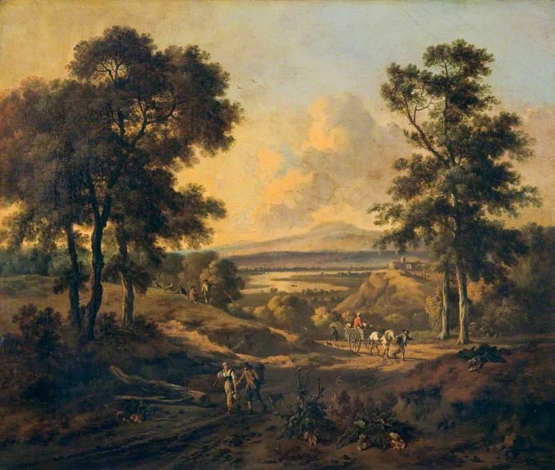 Landscape with Figures, by Jan Wijnants, oil, 1665