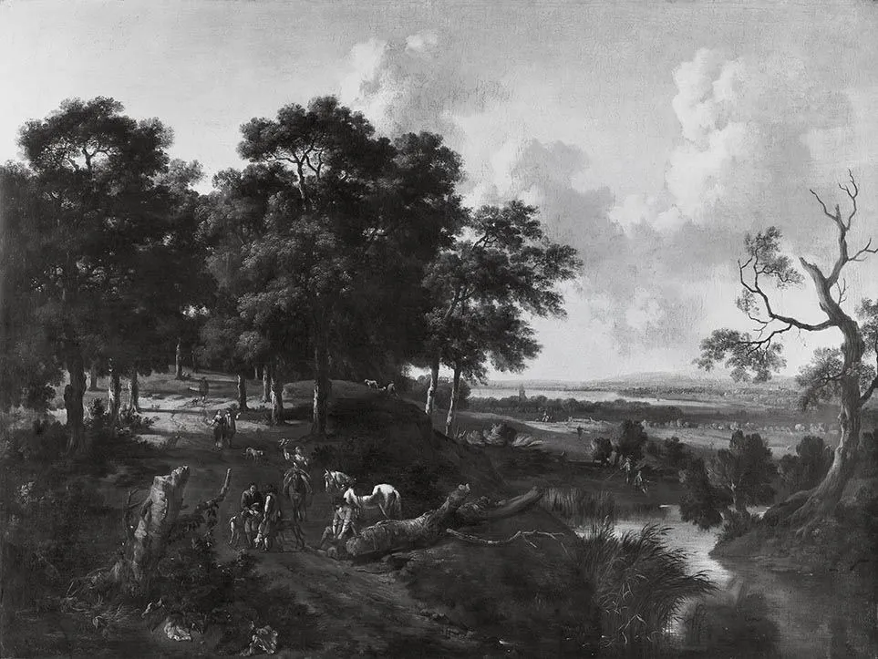 Landschaft mit Falkner, by Jan Wijnants, unspecified, 1675