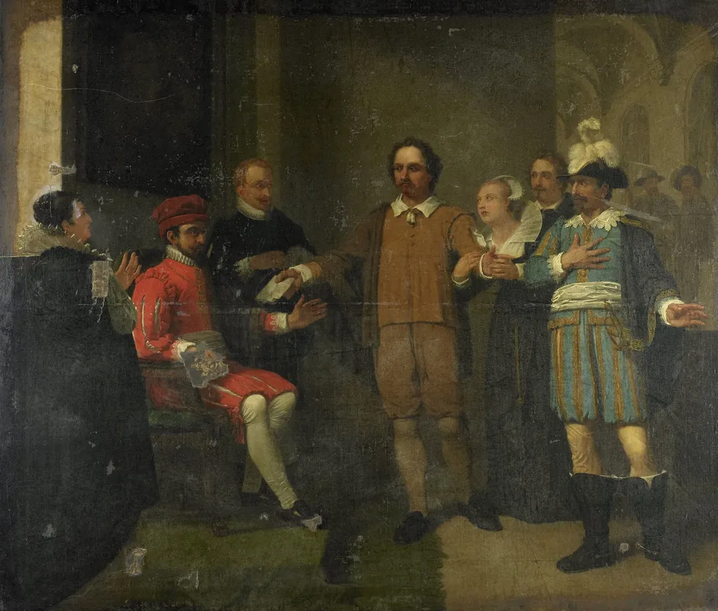 Jacob Simonsz de Rijk getting the Spanish Governor-General Requesens to Release Marnix van Sint Aldegonde, 1575, by Jan Willem Pieneman, unspecified, 1806