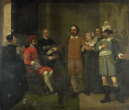 Jacob Simonsz de Rijk getting the Spanish Governor-General Requesens to Release Marnix van Sint Aldegonde, 1575, by Jan Willem Pieneman