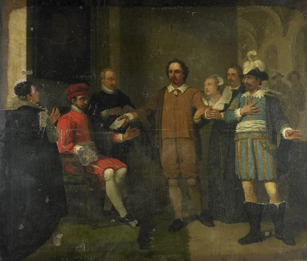 Jacob Simonsz de Rijk Secures from Spanish Governor-General Requesens the Release of Marnix van Sint Aldegonde, by Jan Willem Pieneman