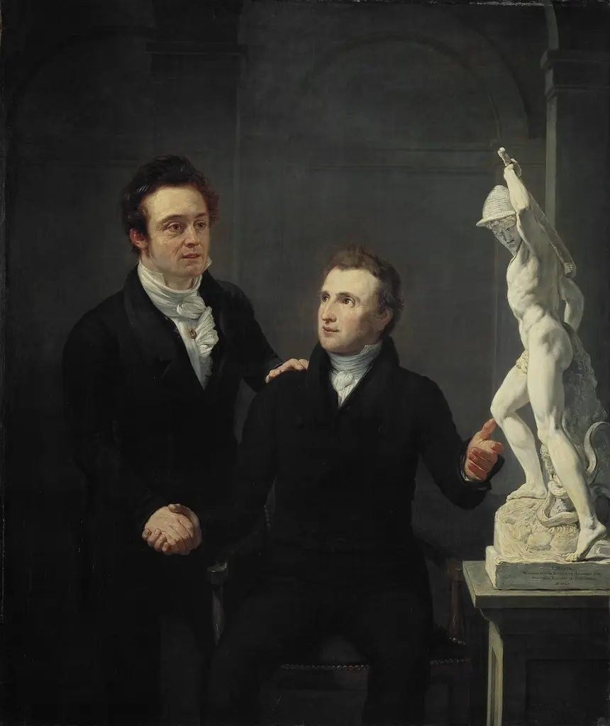 Louis Royer, sculptor, and Albertus Bernardus Roothaan, stockbroker, friend of the arts, and patron of the sciences, by Jan Willem Pieneman