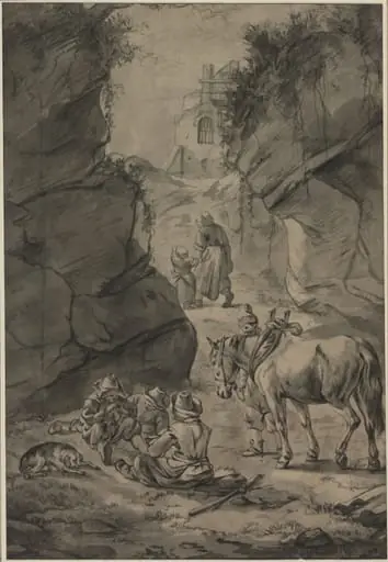 Peasants in a Rocky Landscape, by Jan Wouwerman
