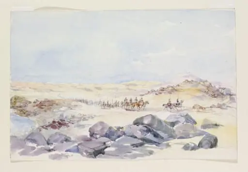 Cavalry under Capt.[sic] Broadwood marching from Wady Halfa to Sarras., by Jane Evelyn Lindsay