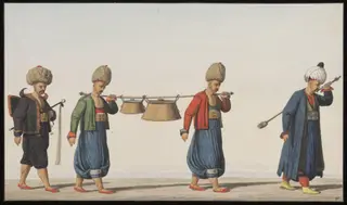 Janissaries with soup kettles and the regimental spoon