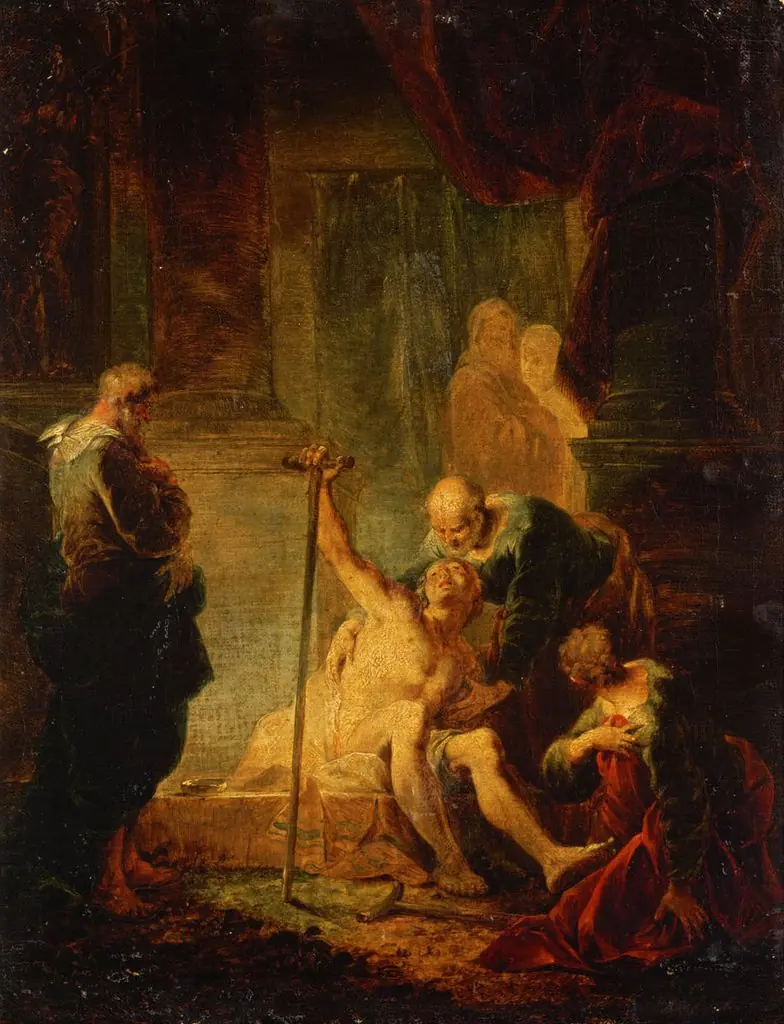 Petrus und Johannes heilen den Lahmgeborenen im Tempel, by Januarius Zick