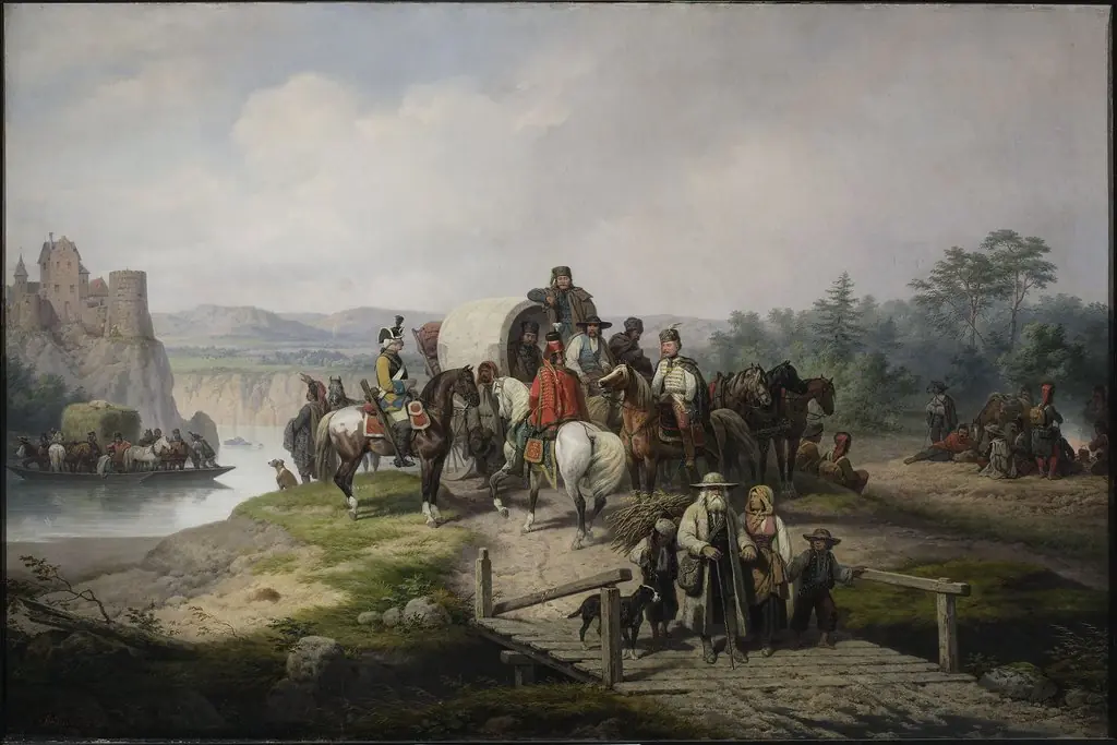 Carts at the riverside, by January Suchodolski