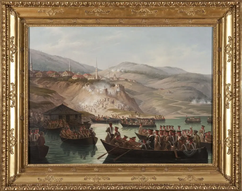 Episode in the Caucasian wars – Crossing the river in Arcx, by January Suchodolski