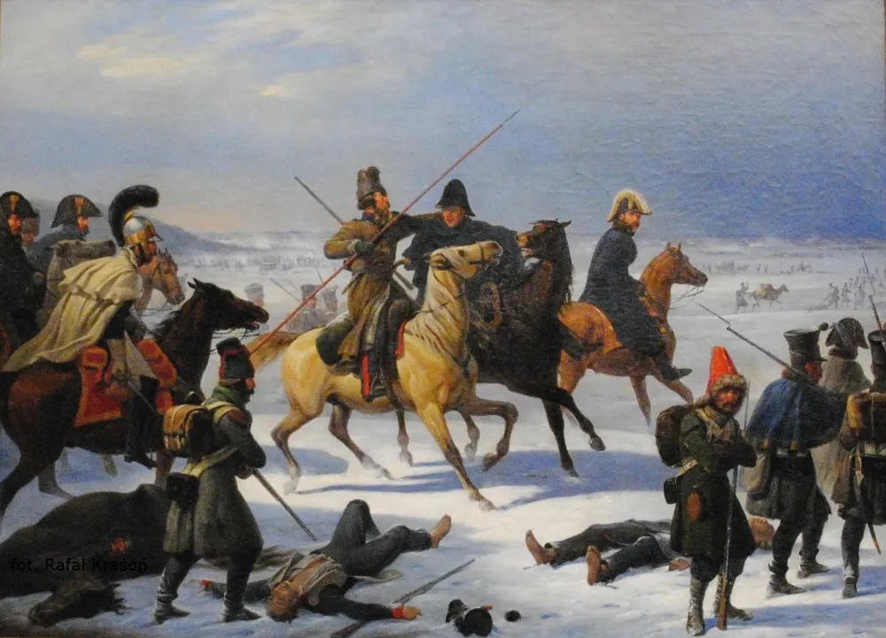 French retreat from Moscow in 1812., by January Suchodolski, oil, 1854