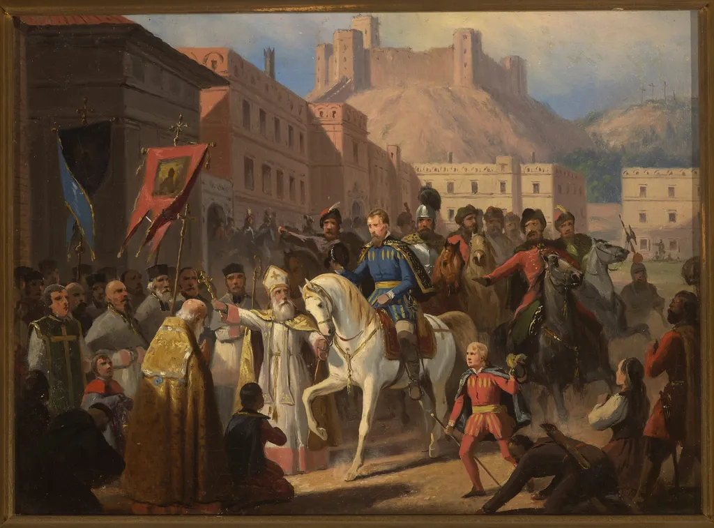 Hosius, bishop of Vilnius, and Sigismund Augustus, by January Suchodolski, oil, 1848
