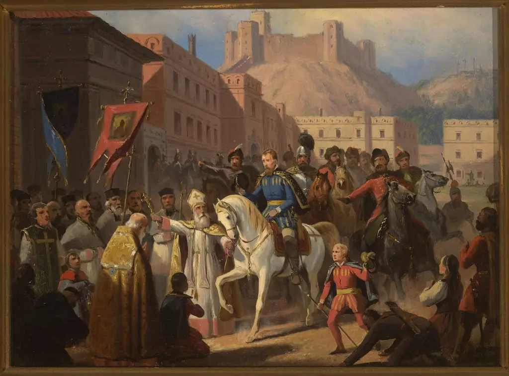 Hosius, bishop of Vilnius, and Sigismund Augustus, by January Suchodolski