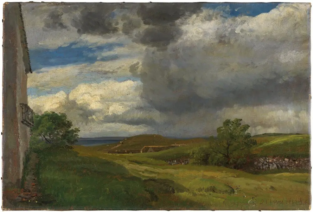 Landscape from Helgenæs with rain clouds, by Janus la Cour
