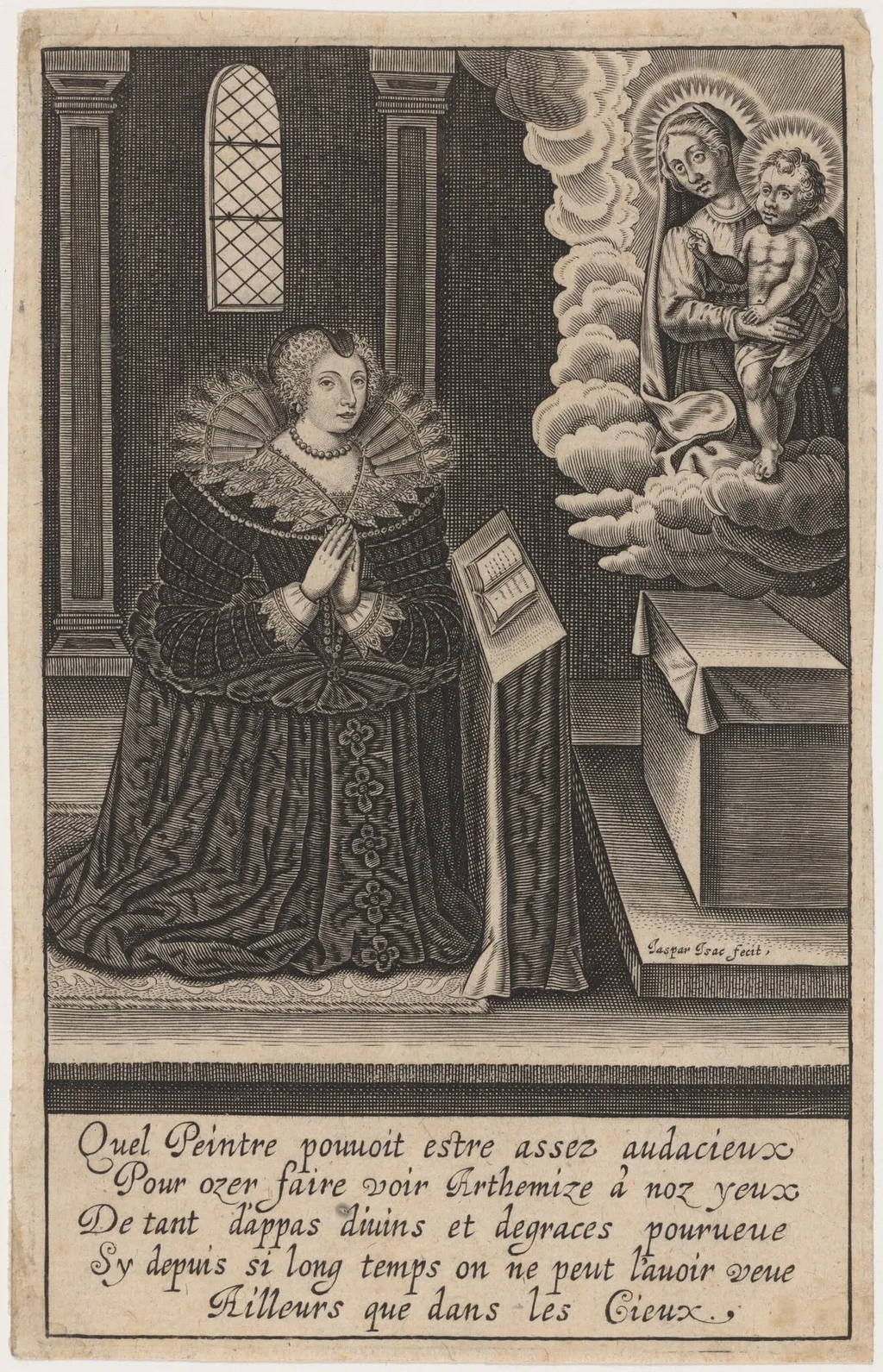 The Virgin Appearing to a Lady Penitent, by Jaspar Isacsz, ink, 1614