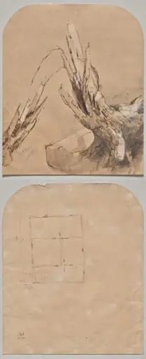 A Blasted Tree (recto) Floorplan (verso), by Jasper Francis Cropsey