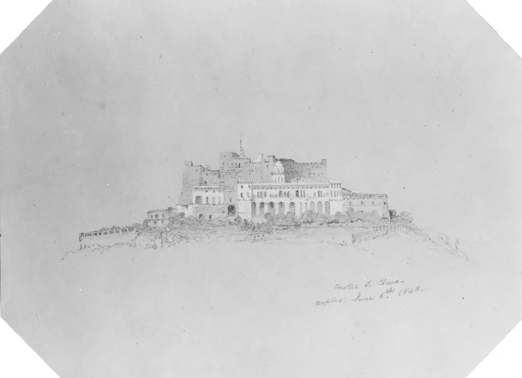 Castel San Elmo (from Cropsey Album), by Jasper Francis Cropsey, watercolor, 1848