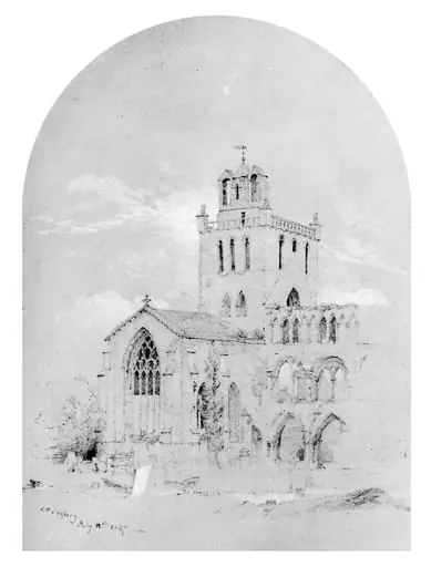Jedburgh Abbey (from  Cropsey Album), by Jasper Francis Cropsey