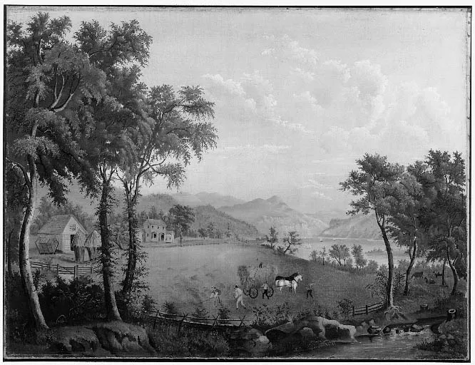 Summer Landscape: Haymaking (after American Harvesting), by Jasper Francis Cropsey, oil, 1871