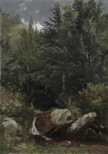 Trees and a Stream on a Hillside, by Jasper Francis Cropsey