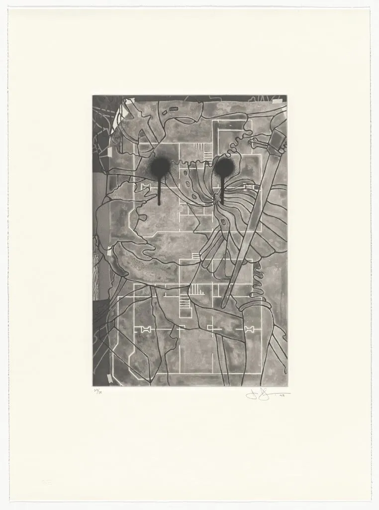 Untitled, by Jasper Johns, ink, 1998