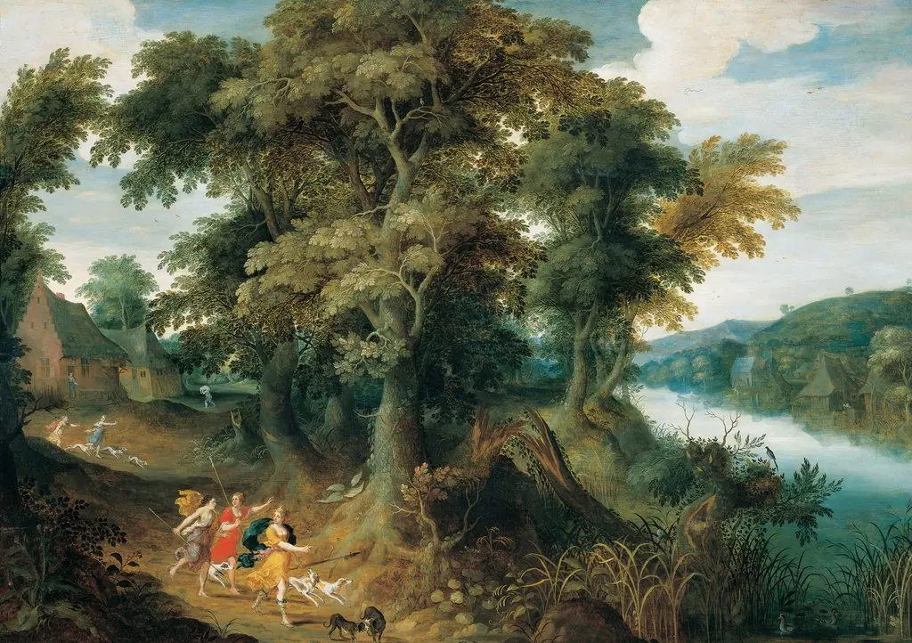 Diana and her nymphs hunting, by Jasper van der Lanen