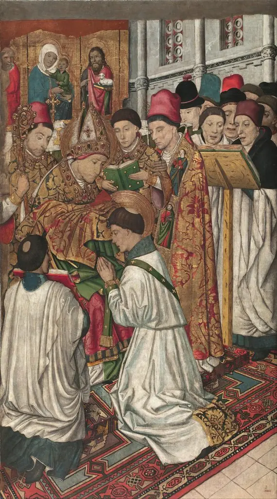 Saint Vincent Ordained by Saint Valerius, by Jaume Huguet