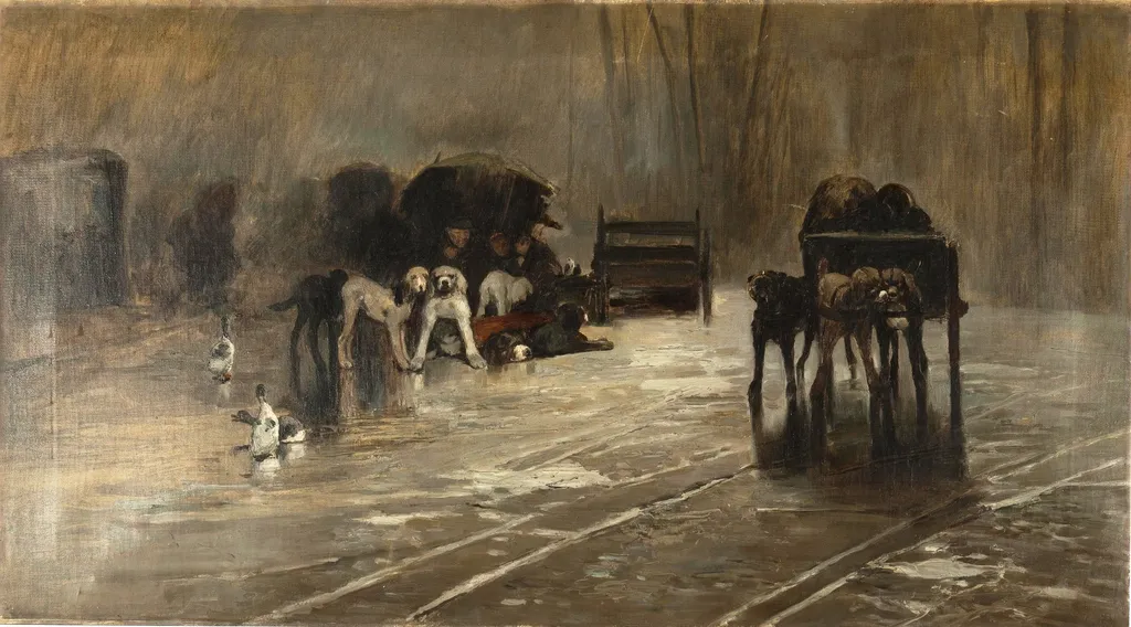 Perros del mercado (Recuerdo de Holanda), by Jaume Morera i Galícia, oil, 1888