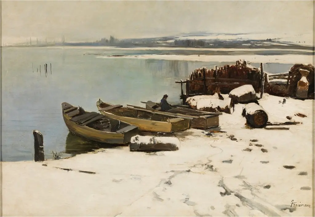 Snow-covered Banks of Lake Trasimeno, by Jaume Morera i Galícia