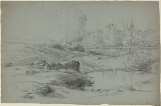 A Rocky Meadow by a River, by Jean Achille Benouville