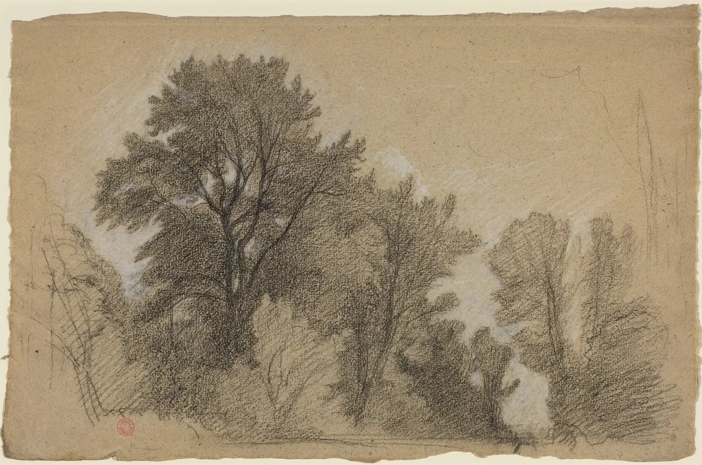 Edge of a Wood, by Jean Achille Benouville, chalk, 1840