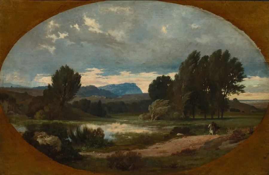 Landscape with Rider on White Horse, by Jean-Achille Benouville, unspecified, 1846