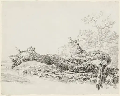An Ancient Tree Fallen Beside a Stream, by Jean-Antoine Constantin