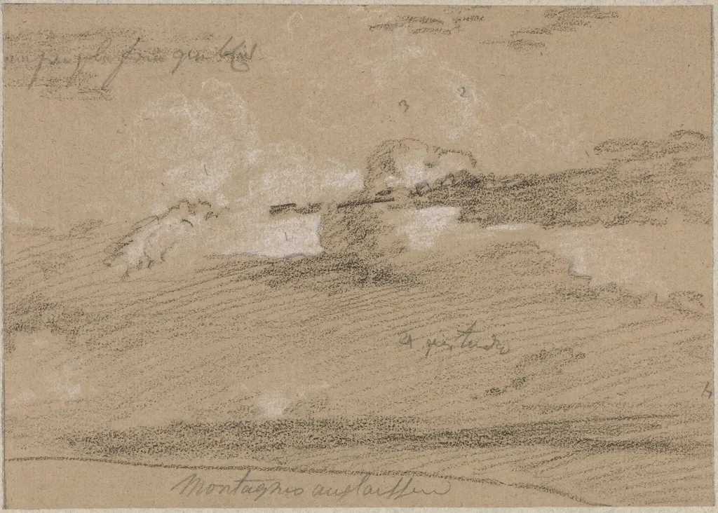 Study of Clouds above the Mountains, by Jean Antoine Linck, chalk, 1830