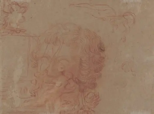 Figure Sketches and a Copy After a Sculpted Head [verso], by Jean Antoine Watteau