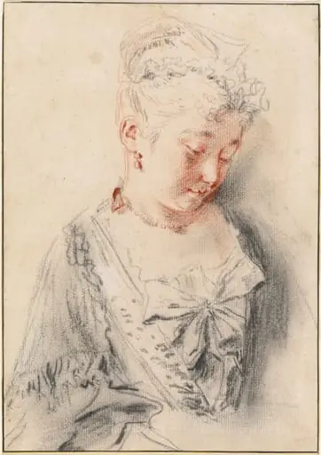 Seated Woman Looking Down, by Jean Antoine Watteau
