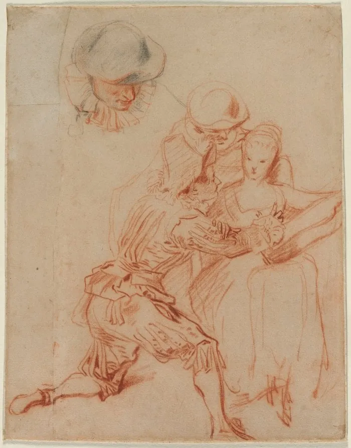 Study for "The Romancer" (Le Conteur), by Jean Antoine Watteau, 1716