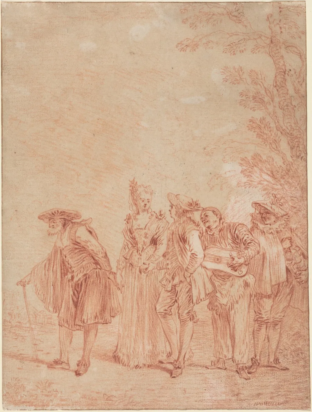 The Wedding Procession, by Jean Antoine Watteau, chalk, 1712