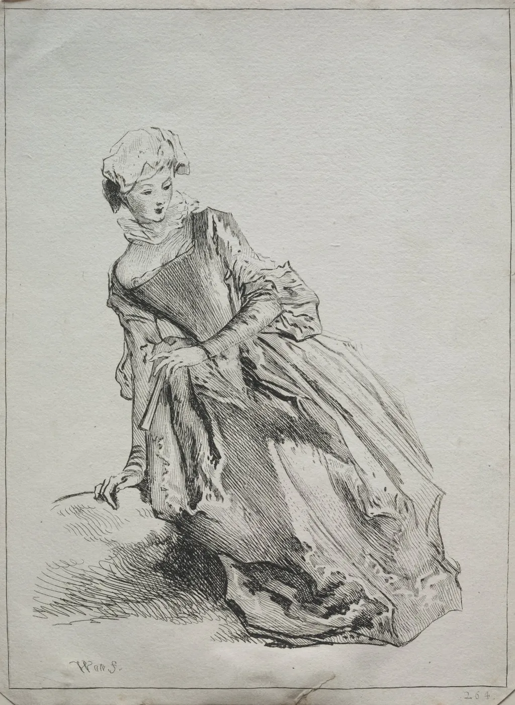 Woman Seated, by Jean Antoine Watteau, 1704