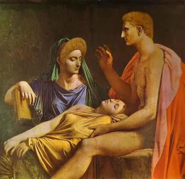Augustus Listening to the Reading of the Aeneid, by Jean Auguste Dominique Ingres, oil, 1812