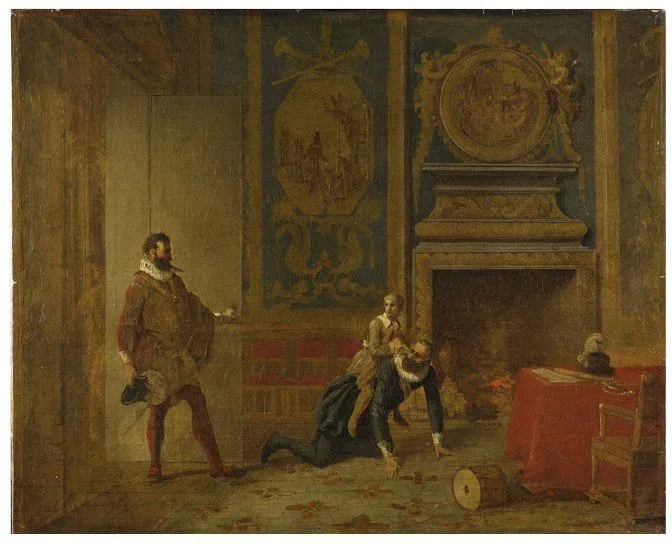 Henry IV, the Dauphin and the Spanish Ambassador, by Jean Auguste Dominique Ingres, oil, 1817