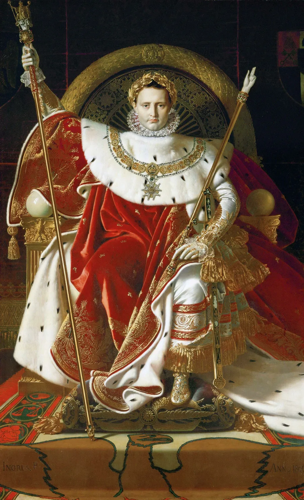 Napoleon I on his Imperial Throne, by Jean Auguste Dominique Ingres, oil, 1806