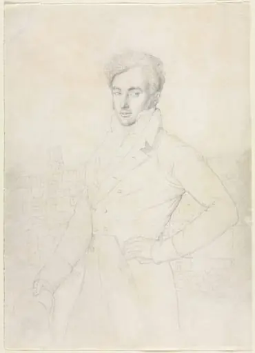 Portrait of a Young Man Standing on the Quirinal with the Turris Comitum in the Background, by Jean Auguste Dominique Ingres