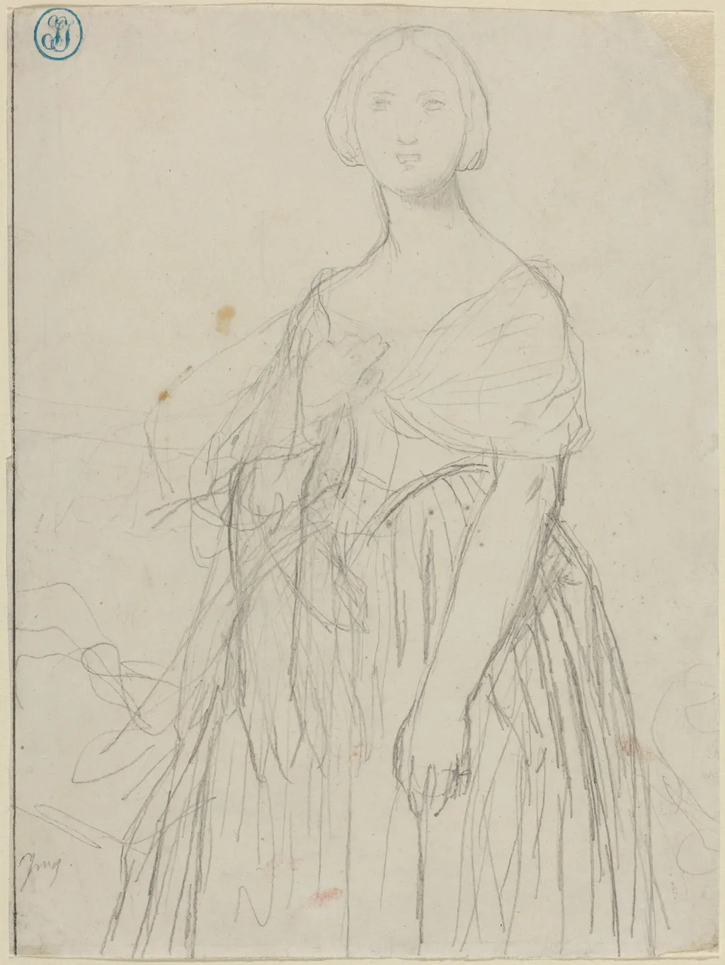 Sketch for Madame Moitessier, by Jean Auguste Dominique Ingres, graphite, 1824