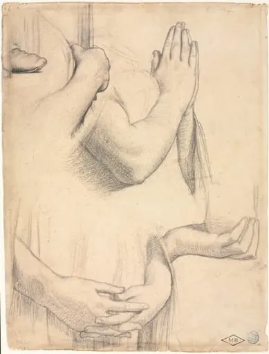 Study of Hands, by Jean Auguste Dominique Ingres