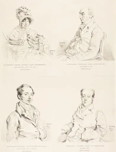 Sylvester (Douglas) Lord Glenbervie; Katherine Anne (North) Glenbervie; Frederic (North) Earl of Guilford; Frederic Sylvester Douglas, by Jean Auguste Dominique Ingres